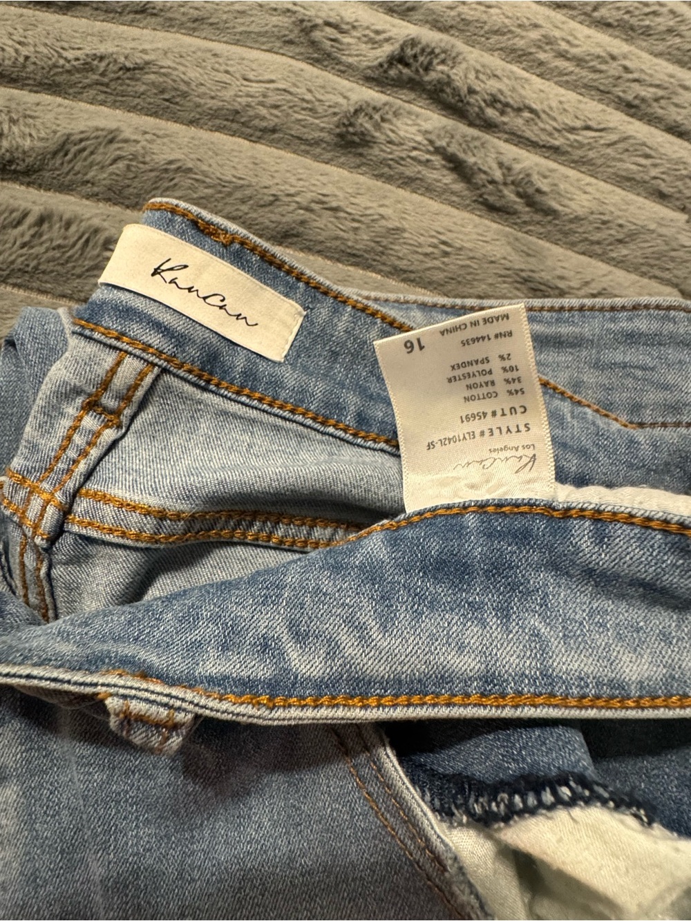 KanCan Light Blue Skinny Jeans with Orange Stitching